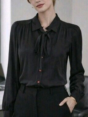 Vintage 100% Silk Jack Mulqueen Etheral‎ Romantic Goth Button Up Shirt, Sz 6